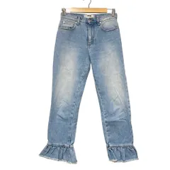美品 MSGM エムエスジーエム フリルヘム クロップドデニムパンツ サイズ38 ブルー レディース 古着 中古 USEDのサムネイル