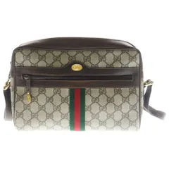 GUCCI (グッチ) オールドグッチ GGスプリーム ショルダーバッグ ブラウン×ベージュ レザー×PVC ゴールド金具