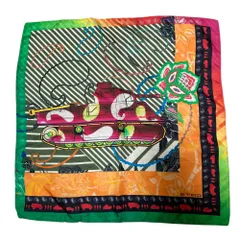 美品 ETRO エトロ スクエア シルクスカーフ マルチカラー レディース 古着 中古 USED