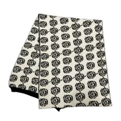 美品 SONIA RYKIEL ソニアリキエル シルクブレンド ニットマフラー ブラック ホワイト レディース 古着 中古 USED