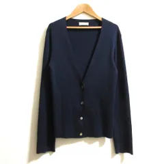 BALENCIAGA バレンシアガ シルクコットン Vネック ニットカーディガン サイズ36 ネイビー レディース 古着 中古 USEDのサムネイル