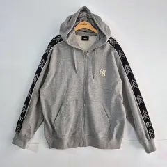 MLB ニューヨーク・ヤンキース グレー サイドライン フード ジップアップ