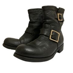 JIMMY CHOO 지미츄 클래식 모델 레더 엔지니어 부츠 36.5 23.5 cm상당 블랙 레이디스 헌 옷 중고 USED