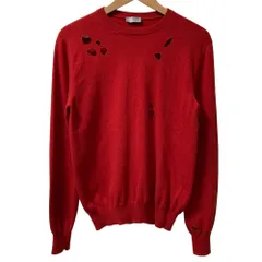 良品 Dior Homme ディオールオム ホールデザイン ウールカシミヤ ニットセーター サイズXS レッド メンズ 古着 中古 USEDのサムネイル