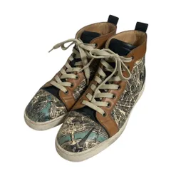 良品 Christian Louboutin クリスチャンルブタン Plan de Paris ルイスフラット ハイカット スニーカー 39.5 約24.5cm ベージュ系 メンズ 古着 中古 USED