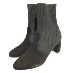 未使用 REGAL リーガル スエードレザー切替 ソックスブーツ ショートブーツ 23.5cm ブラック レディース 古着 中古 USED