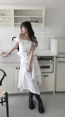 クラウドイモーション 포레프 スカート リース コットン フリル ノースリーブ ブラウス セット