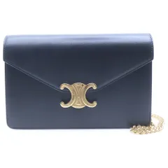 CELINE (セリーヌ) トリオンフ マーゴ チェーンショルダーバッグ ブラック レザー ゴールド金具