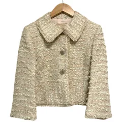 美品 FOXEY BOUTIQUE フォクシー ブティック テープツイード ジャケット 40746 サイズ38 ピンクベージュ レディース 古着 中古 USEDのサムネイル