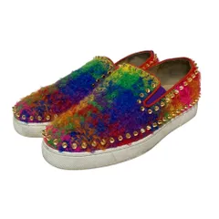 良品 Christian Louboutin クリスチャンルブタン PIK BOAT ツイード スリッポンスニーカー 37 24cm相当 マルチカラー レディース 古着 中古 USED