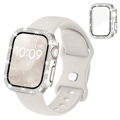 【新品】 [Straplanet] コンパチブル Apple Watch バンド シリコン アップルウォッチ バンド Apple Watch キラキラ ケース付き 互換用のアップルウォッチ ベルトとカバー 一体型 全面保護 ダイヤモンド オシャレ レディー 1