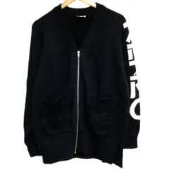 美品 KENZO ケンゾー スリーブロゴ ジップアップ ニットカーディガン ジャケット Mサイズ ブラック レディース 古着 中古 USED