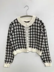 Loueme ロエメ カーディガン/ボレロ F ブラック ナイロン ニット チェック柄 ショート丈 長袖