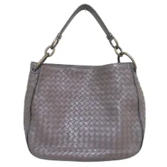 美品 BOTTEGA VENETA ボッテガヴェネタ ループ イントレチャート ワンショルダーバッグ カードミラー付き カーキ グレー系 レディース 古着 中古 USED