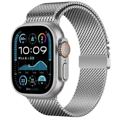 【新品】 チタニウムミラネーゼループ for Apple Watch バンド チタン製 49mm 46mm 45mm 44mm 42mm 41mm 40mm 38mm アップルウォッチバンド 無段階調節 装着感 iwatch バンド 135-220mmの手 1