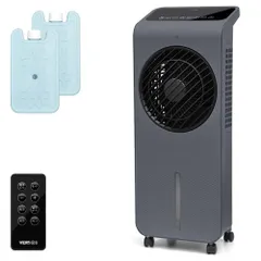 UPstore 冷風扇 冷風機 薄型 強力 DCモーター 24段階風量調節 大容量5L 冷風扇風機 リモコン付き キャスター付き 暑さ対策 熱中症対策 リビング 家電 (グレー)★ 7b5fbf24