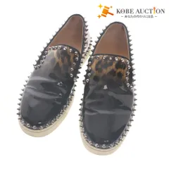 ■ クリスチャンルブタン Christian Louboutin スリッポン スニーカー 靴 スタッズ レオパード レディース 37 (24.0cm相当) ブラック