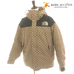 ■ GUCCI x THE NORTH FACE グッチ ノースフェイス コラボ ダウンジャケット 長袖 アウター GG柄 イタリア製 メンズ L ベージュ系 黒