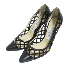 美品 JIMMY CHOO ジミーチュウ カットワークレザー ポインテッドトゥパンプス サイズ35 22.5cm相当 ブラック レディース 古着 中古 USED
