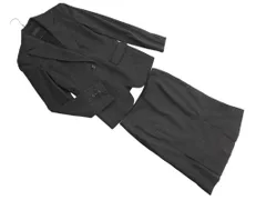 iCB アイシービー ウール混 ストライプ セットアップ ジャケット スカート スーツ size上7 下9/チャコール ◇■ レディース