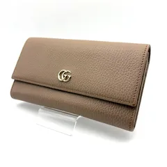 【 美品 】GUCCI　グッチ　GGマーモント　コンチネンタルウォレット　長財布　456116　レザー　ベージュ