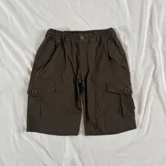 ハーフカーゴパンツ ブラウン ウエストゴム アメカジ ストリート シンプル