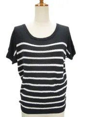 テチチ Te chichi カットソー ニット ボーダー ドルマンスリーブ リネン M 紺 白