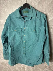90s 長袖 ライトネルシャツ L相当 緑 グリーン 無地 ワークシャツ アメカジ 00s ゆるだぼ 古着 ビンテージ ヴィンテージ 90年代 　USA製　コットン