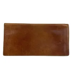 ノーブランド 長財布 お札入れ 二つ折り 牛革 レザー 茶色 ブラウン /XZ ■GY05