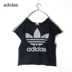 adidas アディダス 銀タグ トレフォイル ビッグロゴ プリント Tシャツ スウェット ブラック