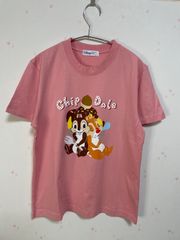 Disney 칩 & 데일 T 셔츠 핑크 L 사이즈 반소매 여성 면 100%