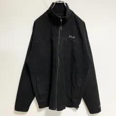 FILA　フィラ　長袖ハイネックフリースジャケット　ワンポイント刺繍　シンプル　黒　ブラック　秋冬服　Mサイズ　古着