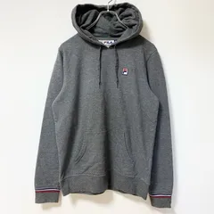 FILA フィラ　長袖ワンポイントロゴ刺パーカー　スウェットパーカー/フーディー　グレー　前ポケット　Mサイズ　古着