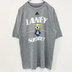adidas　アディダス　半袖クルーネックプリントTシャツ　サッカー　LANEY SOCCER　グレー　Mサイズ　古着