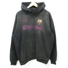 【三重本店】 中古 NIKE | ナイキ × CACTUS JACK × FC BARCELONA カクタスジャック FCバルセロナ 25年 USED加工ロゴプリント長袖パーカー ダメージ加工 ブラック サイズ：L 【103】のサムネイル