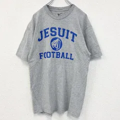 NIKE　ナイキ　半袖カレッジプリントTシャツ　JESUIT　FOOTBALL　レトロデザイン　グレー　Lサイズ　古着
