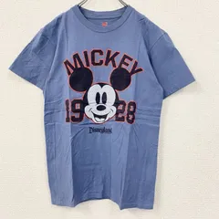 Hanes　ヘインズ　半袖プリントTシャツ　ミッキーマウス　ディズニーランド　レトロ　ブルー　青　Sサイズ　古着