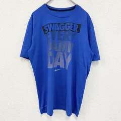 NIKE ナイキ　半袖プリントTシャツ　ドライフィット　シンプルデザイン　クルーネック　青　ブルー　Lサイズ　古着