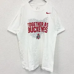 NIKE　ナイキ　半袖プリントTシャツ　オハイオステート・バックアイズ　スウッシュロゴ　ホワイト　白　Lサイズ　古着