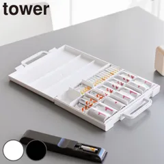 山崎実業 tower ハンドル付きスリム分別電池ケース タワー （ 4903208104623 タワーシリーズ 電池ケース 電池収納 電池ボックス ハンドル付き スリム 分別電池ケース 電池 収納ケース 収納ボックス 乾電池ケース 仕切り付き 仕切り )のサムネイル