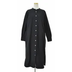 【Gauze#】ノーカラーシャツロング長袖ワンピース