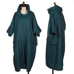 イッセイミヤケISSEY MIYAKE ハイネックウエストコード半袖ワンピース 緑2