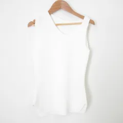 新品同様 25SS Mame Kurogouchi マメクロゴウチ Asymmetric Neck Knitted Sleeveless Top カットソー MM25SS-KN090 サイズ1 ホワイト レディース 古着 中古 USED