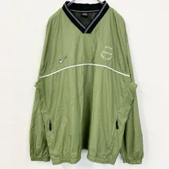 90s　NIKE　ナイキ　プルオーバージャケット　ヴィンテージ　ワンポイント刺繍　緑　XLサイズ　古着