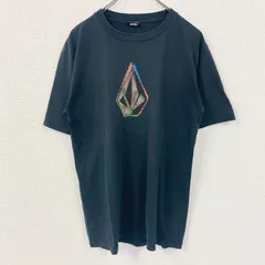 VOLCOM　ボルコム　半袖ロゴプリントデザインTシャツ　クルーネック　黒　ブラック　レトロ　Mサイズ　古着