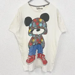 Disney　ディズニー　半袖ビッグデザインプリントTシャツ　ミッキーマウス　Mickey　白　Sサイズ　古着