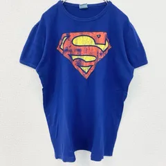 Superman　スーパーマン　半袖ムービープリントTシャツ　レトロデザイン　クルーネック　青　ブルー　XLサイズ　古着