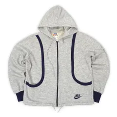 ナイキ NIKE 70s 70年代 オレンジタグ フルジップ スウェットパーカー 珍品 スウォッシュ スウッシュ ロゴ刺繍 USA ヴィンテージ アメリカ 古着 メンズ パーカー 霜降りグレー×ネイビー Women's L【中古】