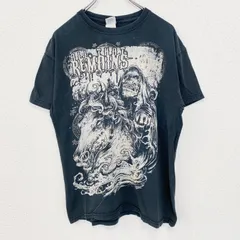 GILDAN ギルダン　半袖ビッグプリントTシャツ　スカル　馬　クルーネック　黒色　春夏服　レトロ　Mサイズ　古着