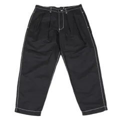 トリココムデギャルソンtricot COMME des GARCONS コットンリネンホワイトステッチツータックテーパードパンツ 黒Mのサムネイル